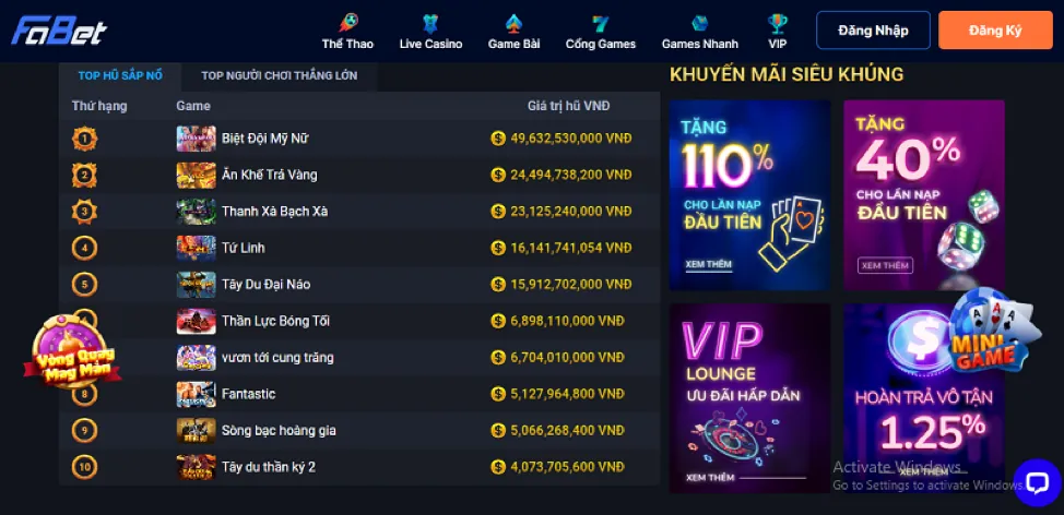 Các trò chơi đa dạng tại VIP777 Khuyến Mãi